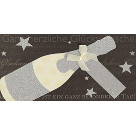 Perleberg Lifestyle Collection General Greeting Card - High-Quality Card in Premium Quality Including Envelope in Cream - Stylish Greeting Cards with Bow and Champagne Bottle 22.2 x 11.8 cm