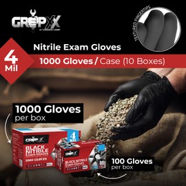 London Labs Black Nitrile Gloves- 4 Mil Thick, Disposable Multi-Purpose Nitrile Gloves–Latex&Powder-Free (XS,S,M,L,XL,XXL) (200, Medium)