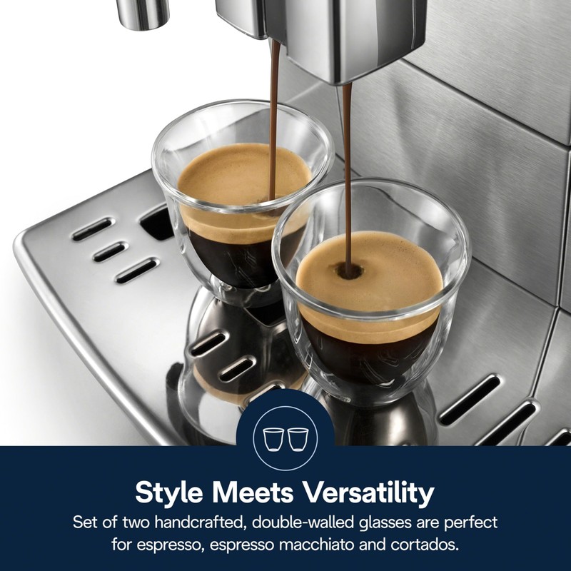 DeLonghi 3oz Espresso Double Wall Thermal Glasses, Set of 2