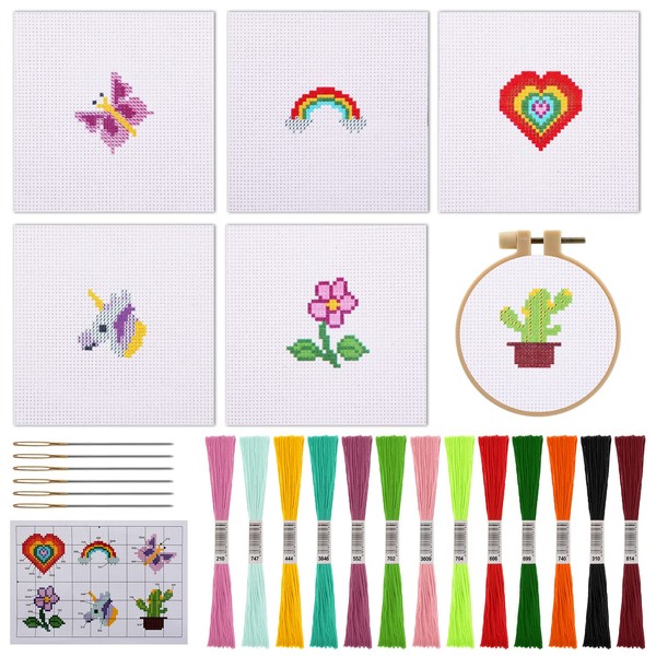 MWOOT 6 Pack Embroidery Cross Stitch Set, DIY Handmade Embroidery