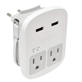 European International Travel Adapter Plug Kit Grounded Dual USB - 2 USA Outlets Input Plugs for Europe, Asia, China, Usa, South America, and More - Surge Protection by Ceptics
