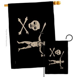 Americana Home & Garden Pirate Captain Dulaien Burlap Garden House Flag-Set Coastal Ship Skull Treasure Map Carribean Jolly Blackbeard Jack Decoration Banner Small Yard Gift Double-Sided, Made in USA
