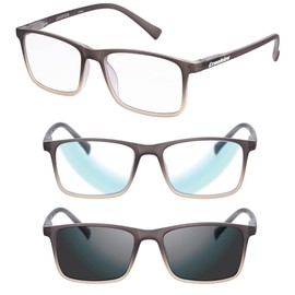 Croakies Jasper Photochromic Progressive Eyewear | UV400 Sunglass for Outdoor | Bluelight Eyeglass for HEV Devices | Bundle