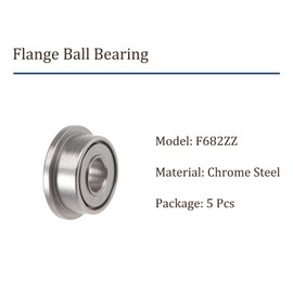 Kozelo 5 pieces F682ZZ flange ball bearings, 2 x 5 x 2.3 mm, precision bearings for industrial systems, chrome steel, ABEC1