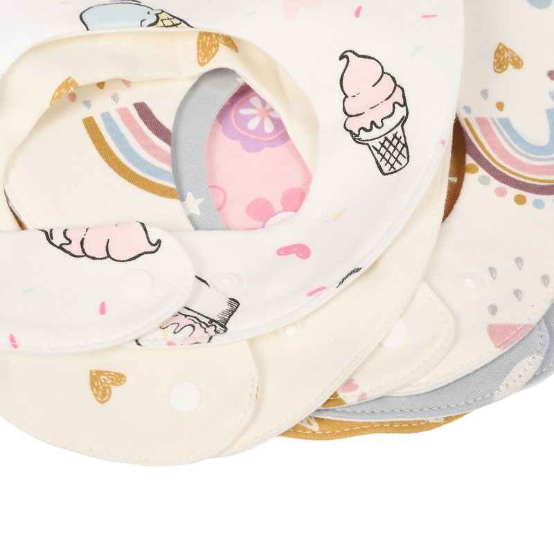 6pcs Infant Bibs U Shaped Snap Button Closure Cotton Waterproof