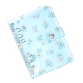 PATIKIL A6 Flower Clear Binder Cover, Soft PVC Loose Leaf Binder Protector Refillable Notebook Shell with Snap Button Closure for DIY Meeting Notebook Folder, Blue