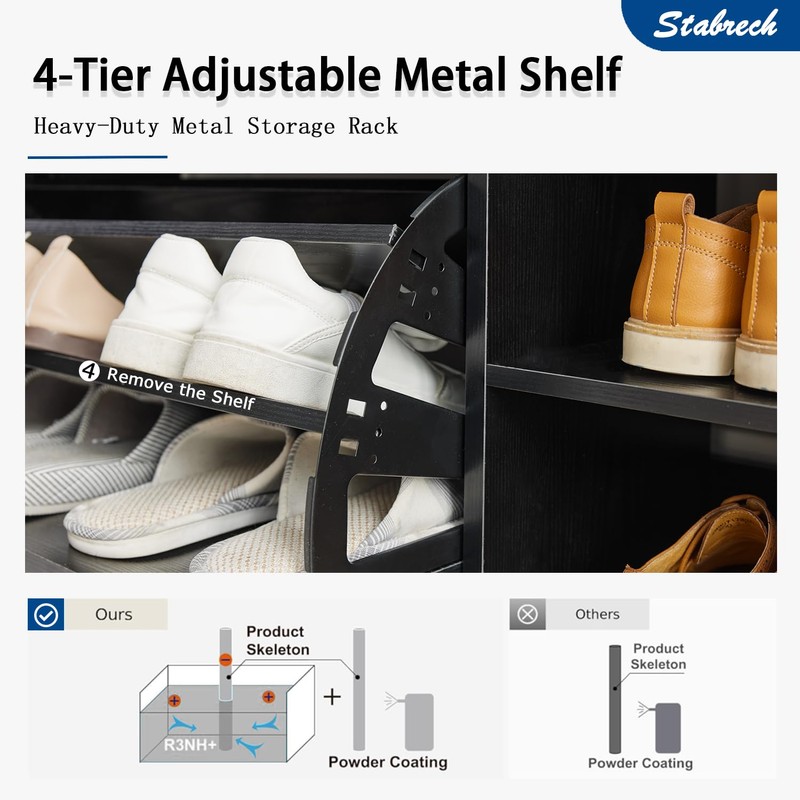 Stabrech Shoe Storage Bench with Flip Drawer, Shoe Rack with