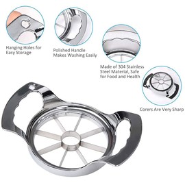 ANSIEDIO Apple Slicer Corer, 8-Slice Apple Slicer Corer, Cutter, Divider, Wedger, Zinc Alloy Easy Grip Fruit Slicer with Sharp Blade for Apples, Pears and More