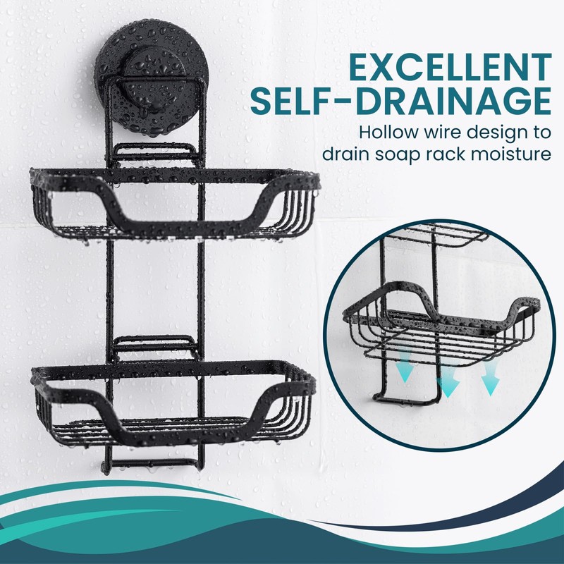 TAILI Double Layer Soap Holder, Drill-Free Bar Soap Dish Tray