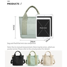 Canvas Tote Bag for Women with Zipper,Mini Tote Bag,Chic and Practical Shoulder Handbagwith Compartments for shopping,Work,Beach (Green)