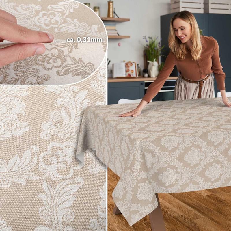 Fabric Tablecloth, Textile Table Linen, Cotton Polyester, Washable, Plain Ornamental