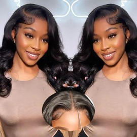 18 Inch 5x5 HD Lace Closure Wigs Human Hair Glueless Wigs Pre Plucked Pre Cut for Beginners 180% Density Body Wave Lace Front Wigs Human Hair Glueless Wear and Go