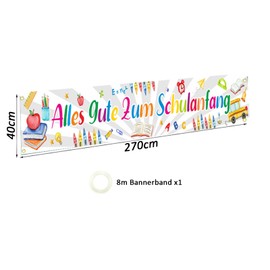DazzJoy 270 x 40 cm Alles Gute zum Schulanfang Banner, First Day of School Garland School Child Decoration, School Banner, Garland School Decoration Girls Boys