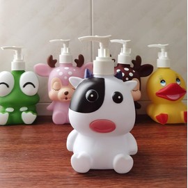 Hyever Frog Cow Cute Cartoon Animal Hand Soap Pump Lotion, Hand Soap, Shampoo, Shower Gel Dispenser, Suitable for Bathrooms, Kitchen Countertops, Bathroom Accessories (Cow)