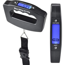 Portable Luggage Scale, 50kg Capacity, Large Backlit Display, Digital Hanging Suitcase Scale with Hook