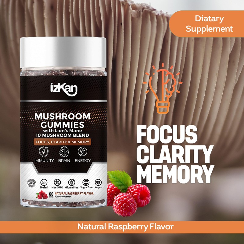 Mushroom Gummies Supplement 3000mg - 9 Mushrooms Gummies with Ashwagandha
