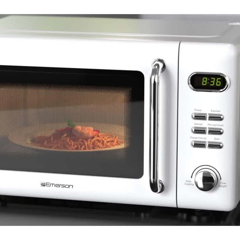 Emerson MWR7020W Compact Countertop Microwave Oven with Button Control, LED