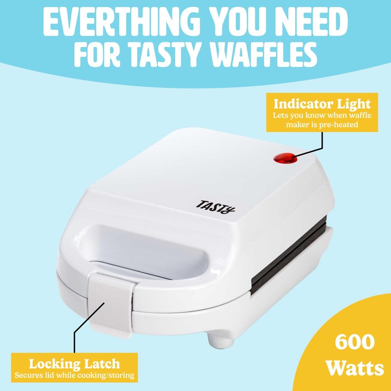 Tasty Mini Nonstick Waffle Maker, Perfect for Individual Waffles, Hash