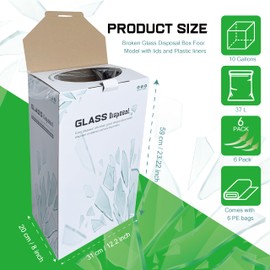 6 Pcs Broken Glass Disposal Box with lid,12.2" L x 8" W x 23" H Floor Model Laboratory Glass Disposal Cardboard Box,Safe Disposable Sharps Container Bins Trash Cans Cartons for Party Broken Bottle