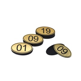 ABS Engraved 30mm x 50mm Oval Table Numbers (1-50) Pubs Restaurants Clubs - Gloden - 1 to 50