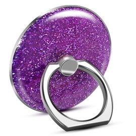 TACOMEGE Bling Glitter Phone Grip, Round Cell Phone Ring Holder Stand Purple for Women Girls, Compatible with Smartphone, Tablet, E-Reader, Etc (PU)