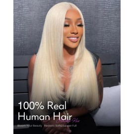 Arabella 613 Lace Front Wigs Human Hair 6x5 Ready to Go Glueless Wigs Human Hair 230% Density 12A Pre Cut Lace Pre Plucked Bleached Knots 613 Blonde HD Lace Frontal Wig (18inch, 6X5 Straight Wig)