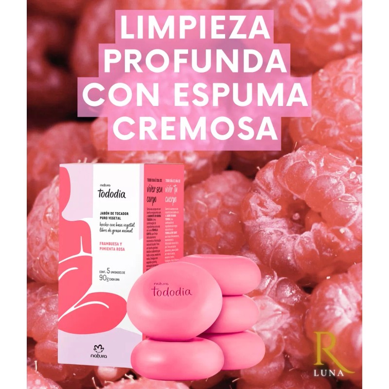 Natura Caja 5 Jabones Tododía Natura Frambuesa Y Pimienta Rosa