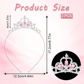 Mozeat Lens 2Pcs Crystal Tiara Crown Silver Princess Crystal Headband Heart Rhinestone Tiara Crown for Women Birthday Party Rhinestones Headbands Bride Wedding Headpieces