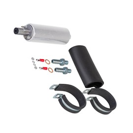 AIXXCUVQ 255LPH Inline Fuel Pump High Flow Pressure With Install Kit Fuel Pump Inline Fuel Pump Pump Replaces GSL392 400-939, Silver