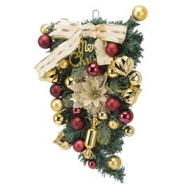 Christmas Inverted Tree Wreath Door Hanging Electroplated Ball Rattan Garland Shopping Mall Wall Hanging Decoration