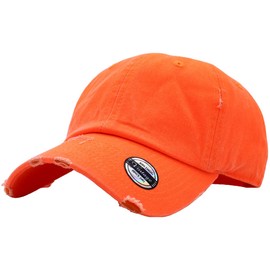 KBETHOS Vintage Washed Distressed Cotton Dad Hat Baseball Cap Adjustable Polo Trucker Unisex Style Headwear Adjustable, Neon Orange, One Size