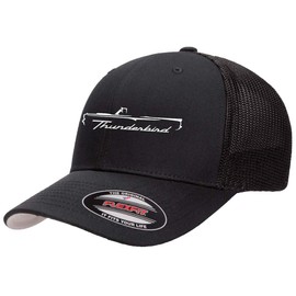 1958 1959 1960 Ford Thunderbird Convertible Outline Design Flexfit Trucker Mesh Fitted Cap Black