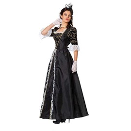 shoperama Marquise Women's Baroque Rococo Costume Taffeta Dress Countess Noble French Renaissance Mistress Madame de Pompadour Carnival, Colour: Black, Size: 48