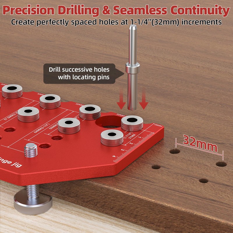 11-Hole Shelf Pin Jig and Hinge Jig 2-in-1,1/4 Inch and