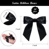 WRAPAHOLIC 30 Pcs 3" Black Satin Ribbon Bows with Twist