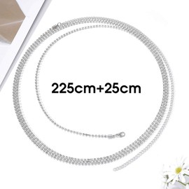 Reetan Boho - Cadena para el vientre con cristales plateados, cadena para el vientre, joyería para fiestas, discotecas, accesorios para mujeres y niñas