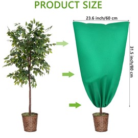 Hahood 10 Pieces Plant Covers Freeze Protection Winter Plant Frost Cover with Drawstring and Zipper Large Plant Protector Bag for Frost Blankets Jacket for Outdoor Plant, Green, 23.6 x 31.5 Inch