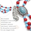 Urieo Boho Turquoise Head Chain Blue Layered Beaded Forehead Chain