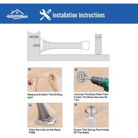 HOMOTEK 20 Pack Spring Door Stops,3-1/8” Heavy Duty Door Stop - Flexible Spring Door Stopper with Low Mounted White Rubber Bumper Tips, White