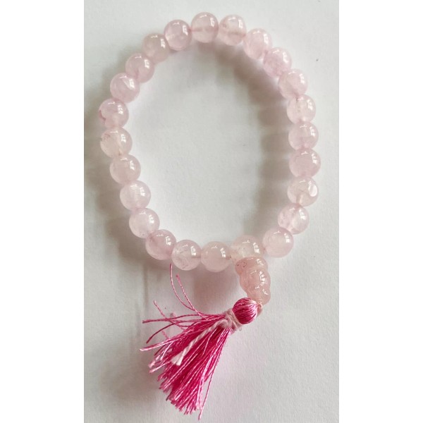 Rose Quartz Elastic Thread Bracelet Healing Crystal 27+1 Beads