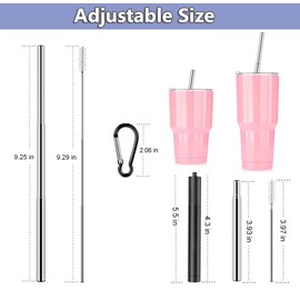 Reusable Drinking Straw Stainless Steel Collapsible Straws with Case and Cleaning Brush Portable Metal Telescopic Drinking Straw Food Grade Metal Straws Drinking for Home Travel - Rainbow