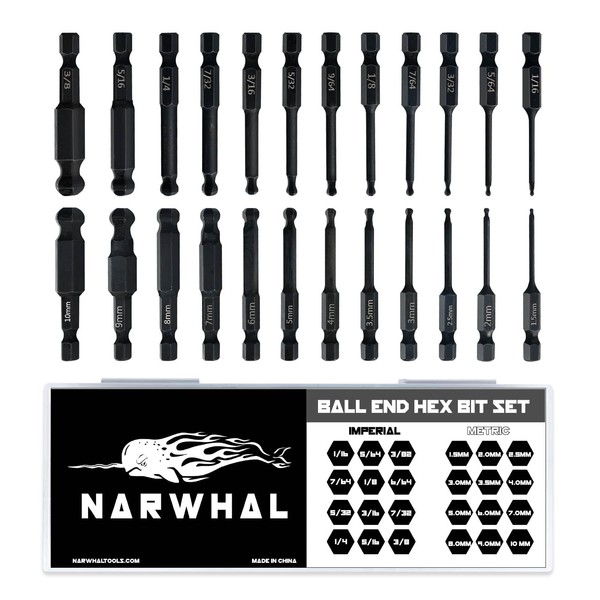 Ball End Hex Allen Wrench Drill Bit Set (24 Pack