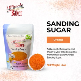 Ultimate Baker - Sanding Sugar, Orange - Vibrant Color Baking & Decorating Sugar with Premium Texture for Desserts & Confections - 4oz