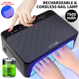 MOSKANY Cordless UV Led Nail Lamp,Large Size Gel Nail UV Light Professional,UV Gel Lamp Nail Dryer for Gel Polish,Rechargeable Nail Cure Lamp with Red Light,Flash Cure Light for Gel X Nails (Grey)