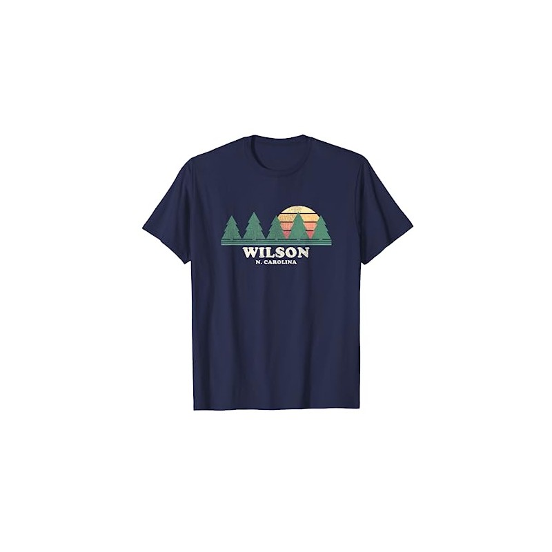 Wilson NC Vintage Throwback Tee Retro 70s Design T-Shirt, blue,