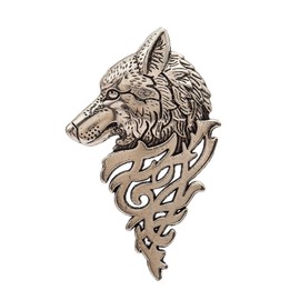 Viking Wolf Pin, Vintage Wolf Head Brooch for Men's Suit, Kilt, and Cloak, Retro Animal Pin for Formal and Casual Wear-silver