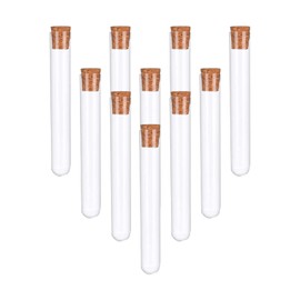 Plastic Test Tubes,10Pcs Plastic Test Tubes With Lids,Clear Plastic Test Tubes With Cork,Stoppers Clear Test Bottle Sweet Test Tube Lid for DIY Craft Spices Liquids Candy Seeds,Lab Use or Decor