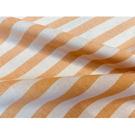 Linen Look White Stripes Culla Fabric Furnishing Curtain Upholstery Dressmaking Cotton Material 140cm Wide Canvas (Yellow Mustard, 1 Metre)