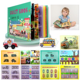 GMAIPOP Toddler Activities Quiet Book, Preschool Learning Activity Autism Montessori Toys for Kids , Early Educational Toys Learn Traffic Book Christmas Birthday Gifts for Age3+ Boys & Girls-Traffic