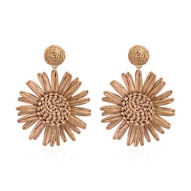YISXVD Sunflower Raffia Dangle Earrings Raffia Straw Wrapped Dangle Summer Rattan Statement Earrings Jewelry for Women (Brown)
